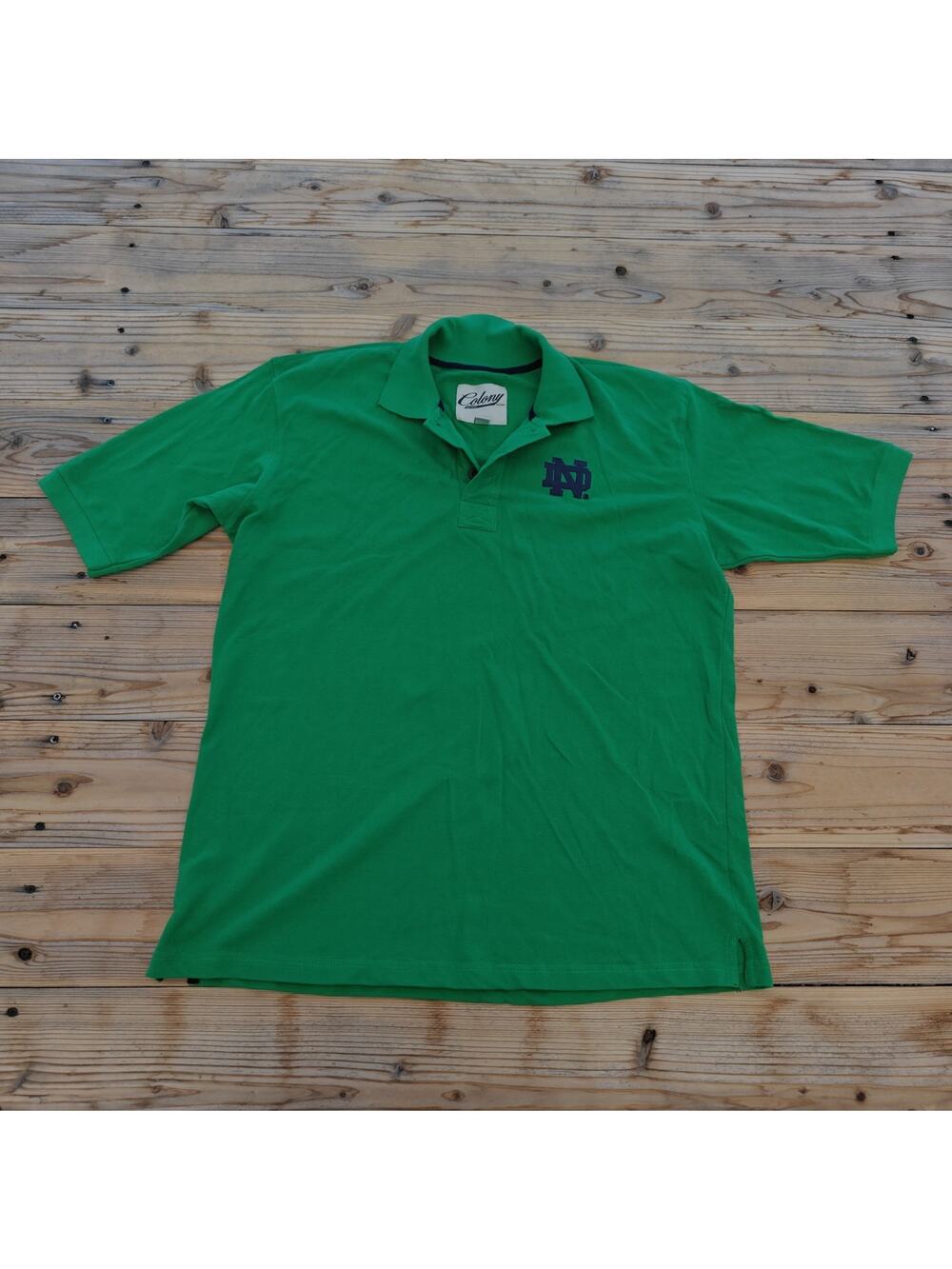 Colony Men's Notre Dame Green Polo Shirt Short Sleeve Size 2XL